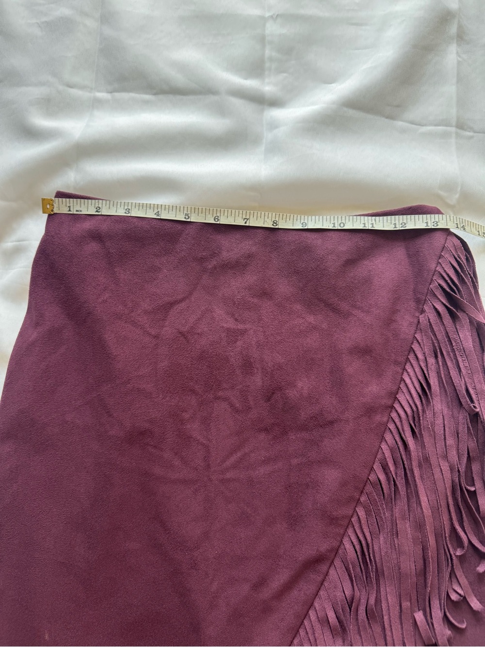 Express Burgundy Asymmetrical Fringe Skirt - Picture 3 of 10